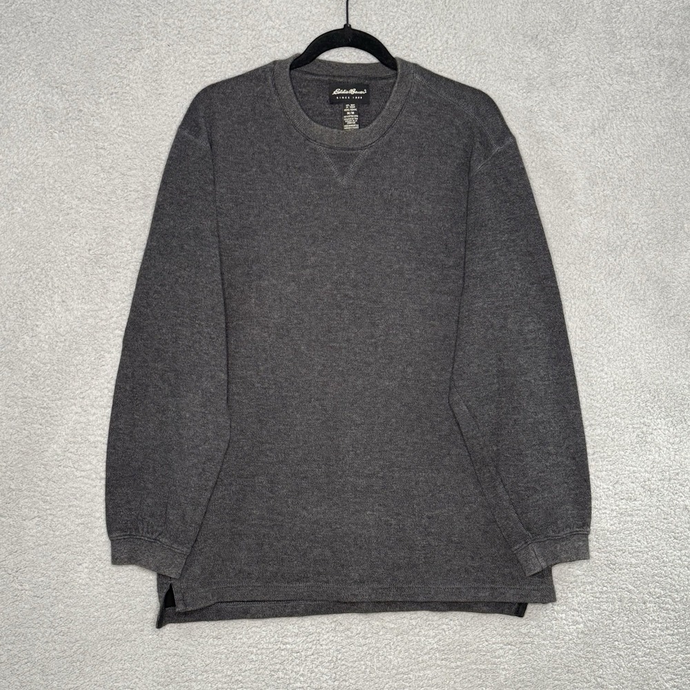 Eddie Bauer Crewneck Sweatshirt Mens Size Medium Gray Long Sleeve 100% Cotton